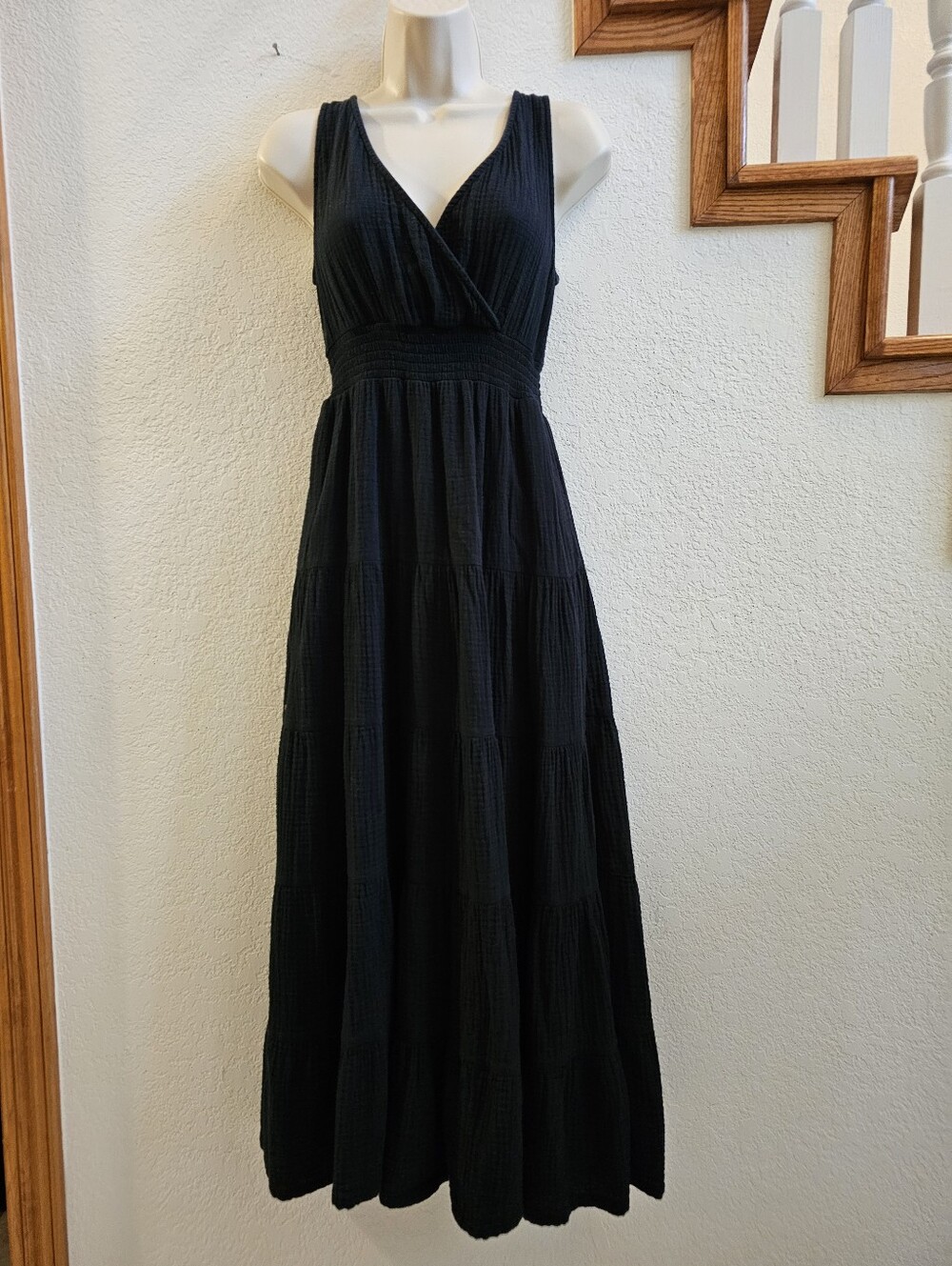 Universal Thread Black Cotton Tiered Maxi Dress Size XS